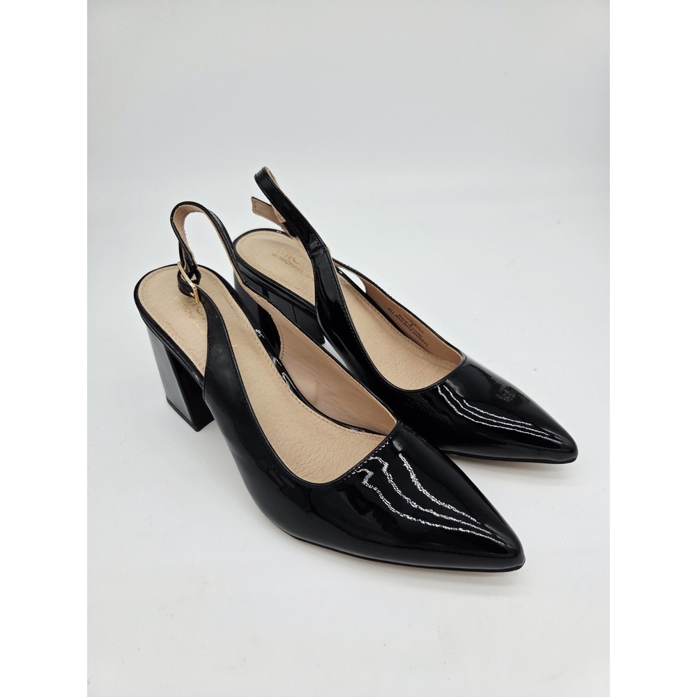 Michael Shannon Womens Black BLochk Heel Patent Slingbacks Size 8 JacQueline